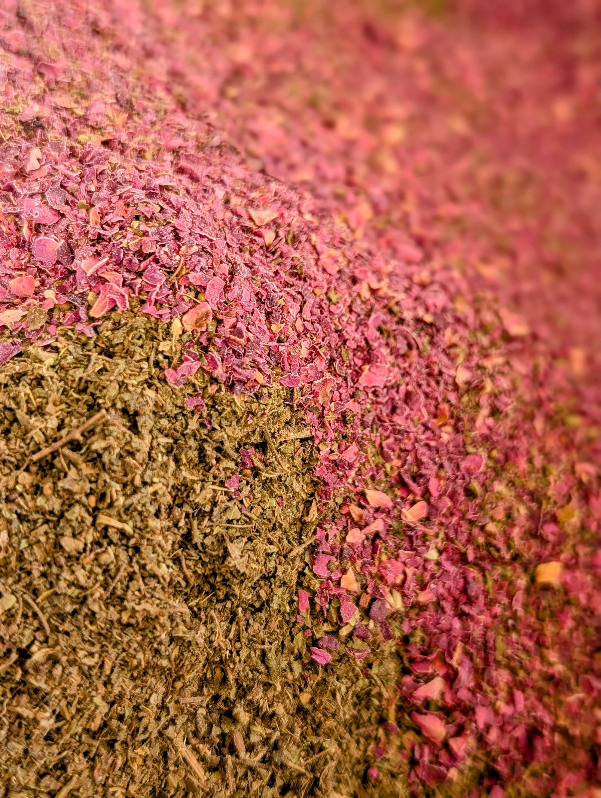 organice dhol chai spice before its blended featuring dry rose petals and tulsi leaves
