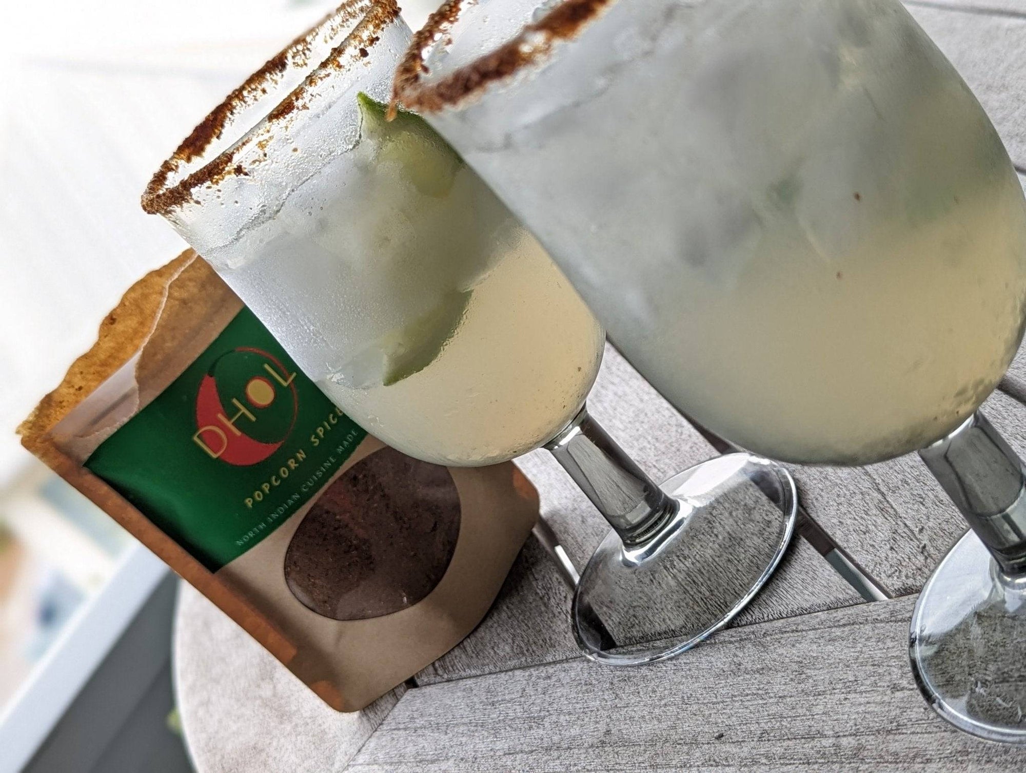 margarita drinks rimmed with DHOL Popcorn spice