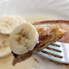 pancakes with DHOL chai spice and sliced bananas